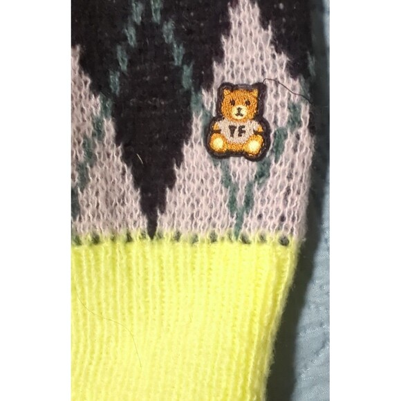 Teddy Fresh Argyle Block Sweater M Sz XL Black White Green Hard to Find YouTuber - Picture 5 of 9